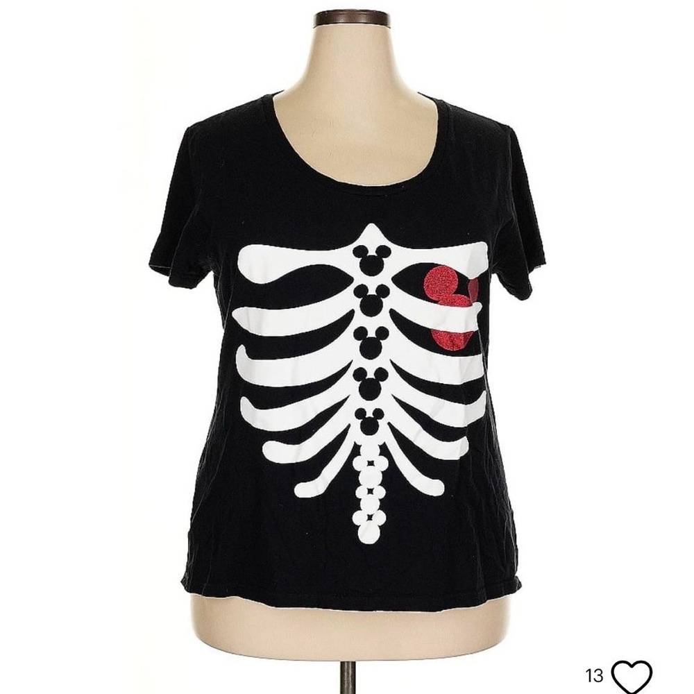 Disney Mickey Black Skeleton Graphic rib cage  Top